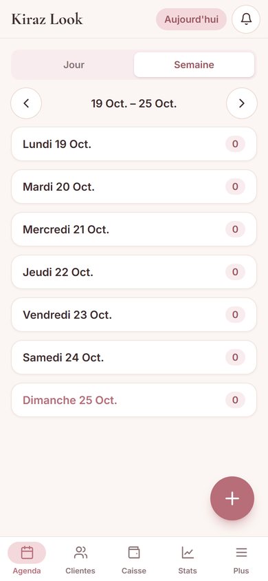 Kiraz Look : écran Agenda