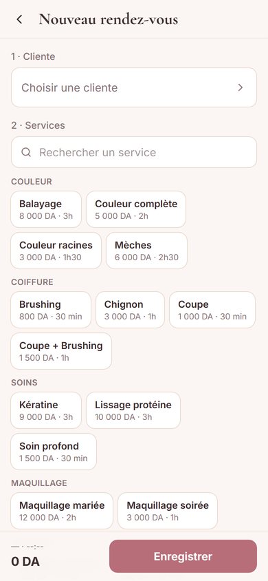 Kiraz Look : écran Rendez-vous