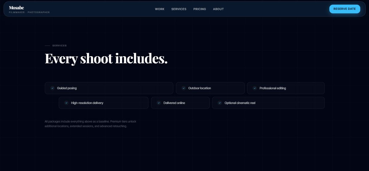 Mosabe : écran Services