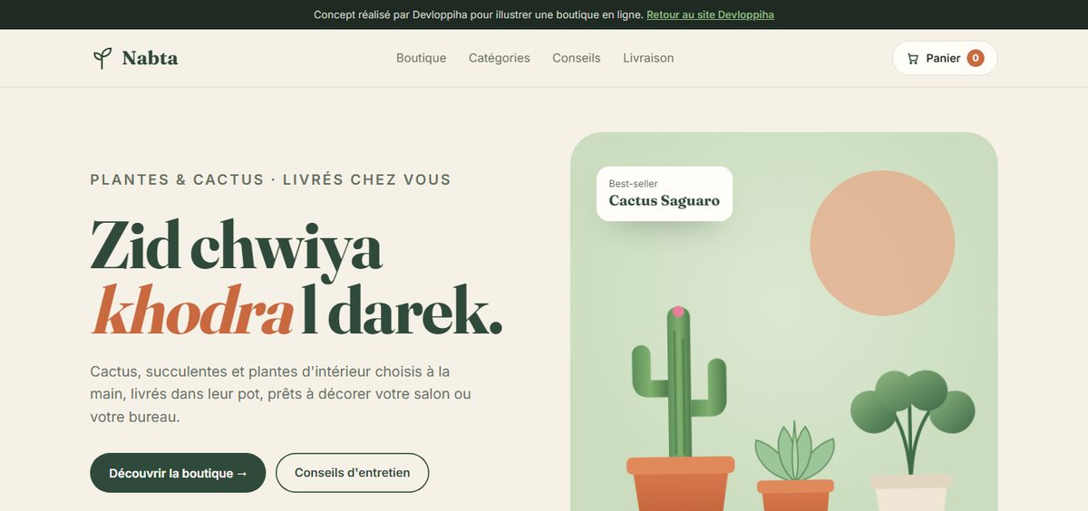Nabta : écran Accueil
