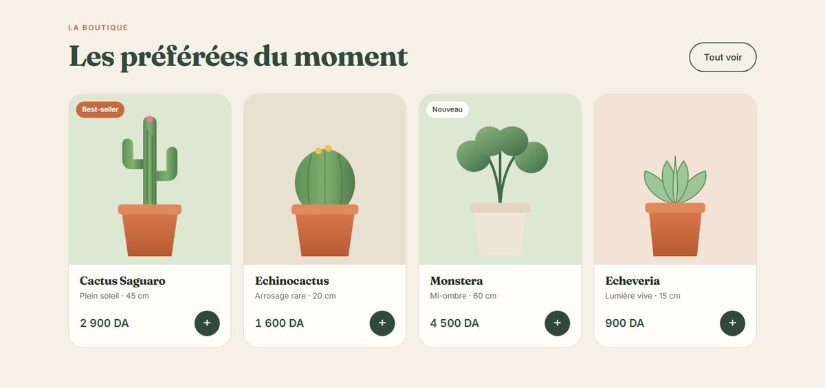 Nabta : écran Boutique