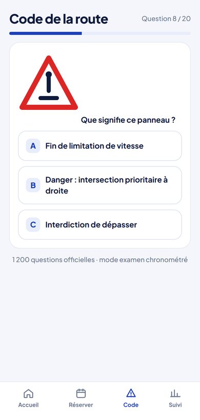 Sayeq, auto-école : écran Code
